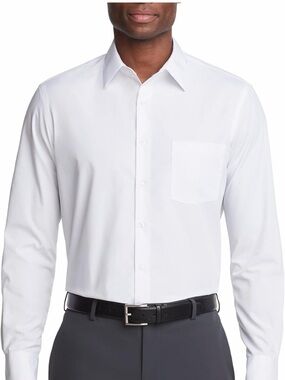 Van Heusen Mens Dress Shirt Regular Fit Poplin Solid Sz XL 36/37